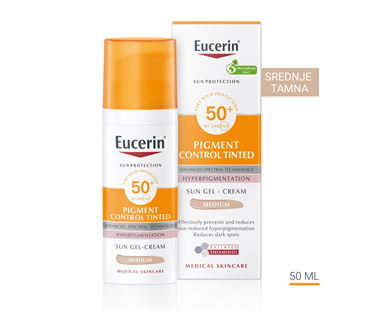 Eucerin Pigment Control tinted gel-krema, SPF 50+, srednje tamna nijansa